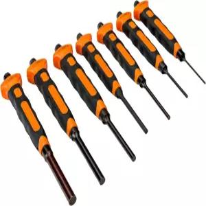 Bahco BAH3734BMS/7 7피스 원통형 소프트 그립 핀 펀치 세트 안전성과 내구성을 높인 이중 구성 요소