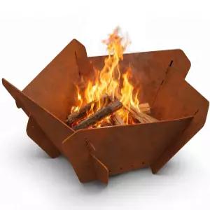 데코로카 코르텐 강철 야외용 장작 화덕 뒷마당 파티오 정원 및 테라스용 휴대용 내구성 뛰어나고 기후