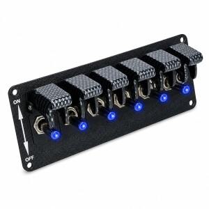 12V 24V 6구 LED 로커 스위치 패널 카본 파이버 스타일 블루 백라이트 토글 컨트롤 (오프로드 자동차 보트