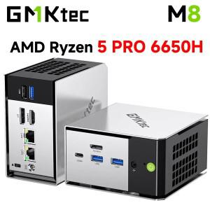 GMKtec M8 미니 소형 PC AMD R5 PRO 6650H LPDDR5 16GB 6400MT/s 512GB/1TB SSD PCIe3.0 WiFi6E BT5.2 Win1