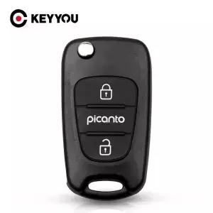 KEYYOU 새로운 3 버튼 플립 접이식 원격 키 쉘 KIA Picanto 케이스 Fob