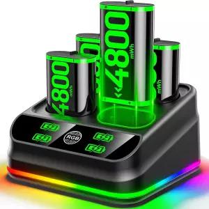 Xbox One/Xbox Series X/S용 4x4800mWh 충전식 배터리 팩이 장착된 충전기 X/Elite 컨트롤러용 스테이션이