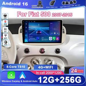 카플레이 네비게이션 carplay 자동차 DVD 안드로이드 16 라디오 스테레오 피아트 500 2007 2015 자동 멀티미디어 플레이어 GPS 네비게이션 헤드 유닛 고성능 CPU WIFI