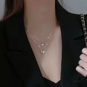 체인 여자목걸이 나비 목걸이 믹스 여성목걸이 큐빅 목걸이 2줄