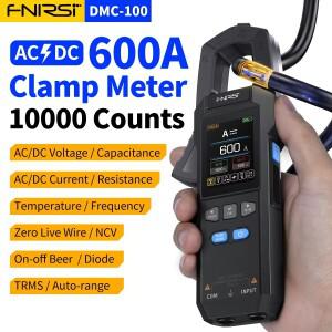 FNIRSI DMC-100 DC AC 전류 클램프 미터 10000 카운트 디지털 멀티미터 USB 충전기 600A 측정 기술자용 도