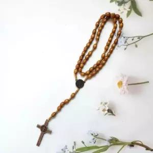 팔찌 매듭묵주 연갈색 여성용 천주교 우드 묵주팔찌 천주교십자가