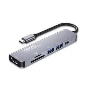 유니콘TH-601C C타입6in1 HDMI 미러링멀티허브 PD100W충전가능