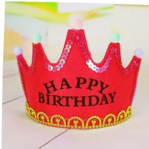 LED 왕관 램프 생일축하 머리띠(레드)
