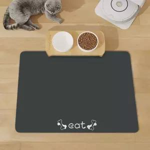 흡수왕 규조토 반려동물 식기매트(80x50cm) (뼈다귀) (챠콜)강아지 식사