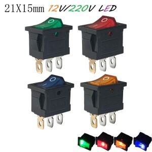 21ｘ15mm 3Pin 미니 소형 로커 스위치 Led 12V/220V 조명 시소 O - 전원 푸시 버튼