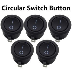 5PCS 검정색 2 핀 ON/OFF 라운드 로커 스위치 6A/250VAC 10A125VAC 20mm 직경 플라스틱 푸시 전원 버튼 토
