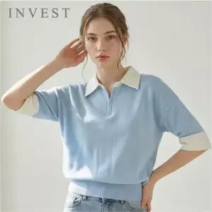 [인베스트] 셔츠 배색 집업 니트_INI6M1KT2231
