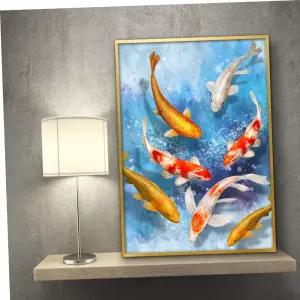 힐링그림 잉어 그림 액자 풍수그림 돈들어오는 A3 CARP1