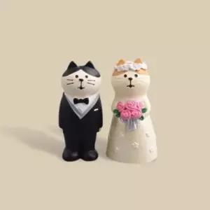 (색상 2종구성)고양이 웨딩피규어 신랑신부인형 커플피규어선물 결혼식 웨딩오브제 부부피규어 미니어처