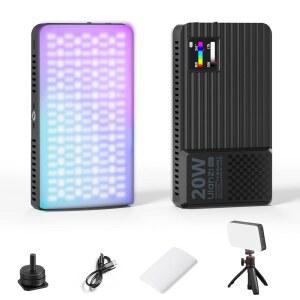 ULANZI K20 RGB 비디오 조명, 사진 촬영용 20W LED 카메라 조명 패널, 1800-9000K CRI95+ 20가지 효과, 3300mAh 충전식 휴대용 사진 비디오 조명, DSLR용 Sony Canon Nikon Fuji Vlogging Tik톡