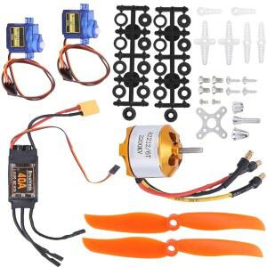 RC 비행기 모터, 2212 KV2200 브러시리스 모터 40A XT60T SG90 서보 6035 프로펠러 액세서리 키트 (RC 항공기용) RC 비행기, 쿼드콥터, 고정익 비행기, 헬리콥터 항공기 (블랙)