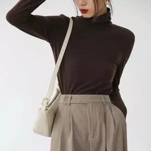 여자 직장인 코디 봄가을 이너 웨어 슬림핏 목폴라티