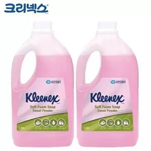 [크리넥스]고품질 크리넥스 핸드워시 폼 솝 스윗파우더향 1.95L x 2개 손세정제 물비누 거품형핸드워시 WF