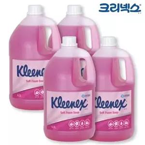 [크리넥스]고품질 크리넥스 핸드워시 폼 솝 그린플로럴향 4L x 4개 손세정제 물비누 거품형핸드워시 핸드