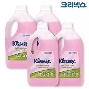 [크리넥스]고품질 크리넥스 핸드워시 폼 솝 스윗파우더향 1.95L x 4개 손세정제 물비누 거품형핸드워시 WF