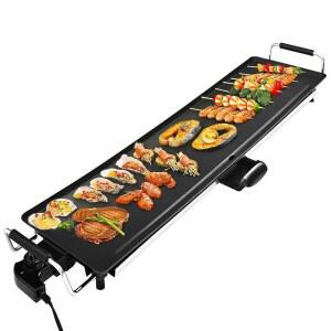 AEW 전기 논스틱 엑스트라 라지 그리들 그릴 35 테판야키 BBQ 실내/외용 온도 조절 가능 및 단열 손잡이