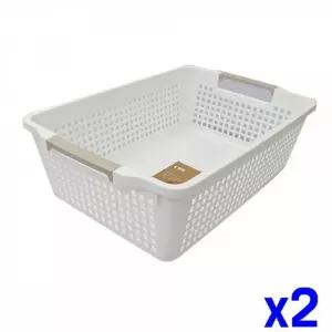 화이트 리빙 바스켓 3호 x2개 수납바구니 리빙바스켓 [BWO16338]