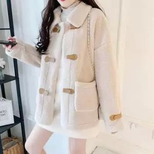2컬러 포근한 클래식무드 겨울 카라 양털 하프코트