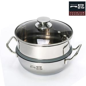 II 키친아트 스텐 일품 통3중 2단 인덕션 찜냄비 (20cm) (전골냄비+스텐찜판)