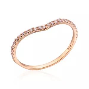 [비앤비골드] 14K 슬림 물결 1.1mm 큐빅 하프밴드 실반지 NPR29756