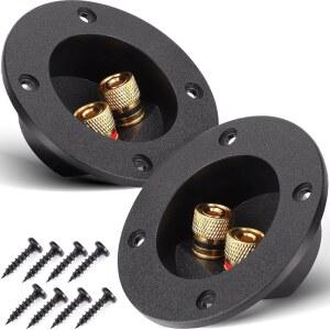 Facmogu 2PCS 3인치 원형 양방향 스피커 박스 터미널 컵 바인딩 포스트, 파워 나사 고정 단자 플레이트, DIY 홈 키트용 서브우퍼 바나나 플러그