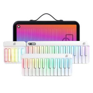팝업아노 스마트 피아노 키보드, 레인보우 LED 조명 및 무료 앱, 휴대용 키보드 배우기, 256개의 음성, 100개 이상의 자동 코드, MIDi 지원, 초보자를 위한 59키 디지털 피아노, 생일 또는 공휴일 선물