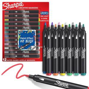 SHARPIE CREATIVE MARKERS, 수성 아크릴, 불렛 예술 사용 색상, 목재, 유리, 바위, 교실, 가능 캔버스에 금속, 종이, 활동, 팁, 및 공예, 12개 학교 세라믹, 다양한