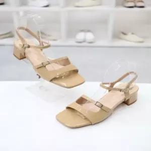 스퀘어 토 에나멜 스트랩 미들힐 샌들 5.5cm CDMD100259_GN