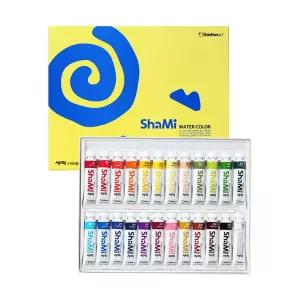 (24색) (신한) 샤미 수채화물감 10ml 24색 세트 /고급물감/컬러/미술/그림/색칠용/드로잉/선명/ 비비드/학