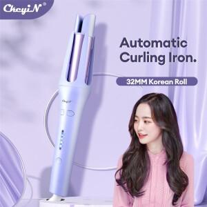 Collection CkeyiN 자동 회전 세라믹 헤어 롤러 전문 컬링 다리미 컬링 완드 헤어 웨이브 32mm