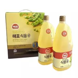 [ETN]해표 식용유 선물세트 1.9L X 2입 대용량 명절 집들이 선물 콩기름