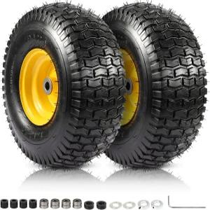 2PCS 15x6.00-6 타이어 및 휠 어셈블리 장인 존 디어 컵 생도 라이딩 모우어 교체 플라이 튜브리스 잔디