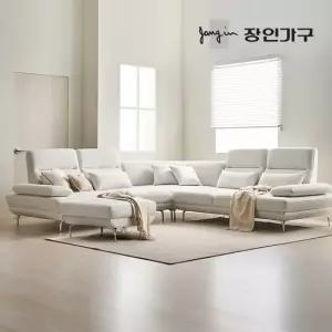 장인가구 도이 7인용 스윙 타이보텍스 이지클린 패브릭 코너형 소파 스툴 포함)