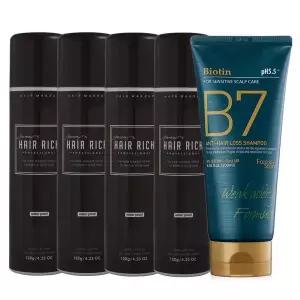[박명수헤어리치]박명수 헤어리치 흑채 스프레이 120g 4개+탈모샴푸 200ml 순간증모제