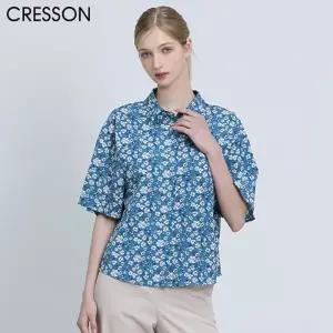 [크레송(CRESSON)] 아트웍 잔꽃무늬 반팔 셔츠 (택가격: 158000원)