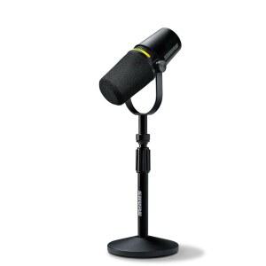 슈어 MV7+ 팟캐스트 다이내믹 마이크(스탠드 u2013 OBS 인증, 향상된 오디오, LED 패널, USB-C 및 XLR 출력, 자동 레벨 모드, 팟캐스트, 스트리밍 녹음용 디지털 팝 필터 포함), 블랙