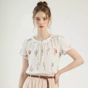 포커스 컬러풀 자수 리본 넥 블라우스 PBINF6M3BL5631 1340619