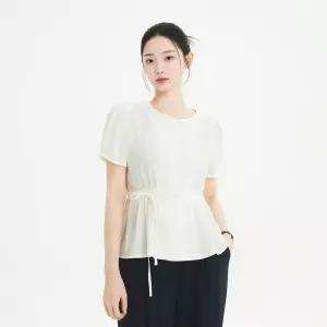 [백화점 홈쇼핑 정품] 로엠 RE 라운드넥 벨티드 반팔 블라우스 RMBLG37RT6