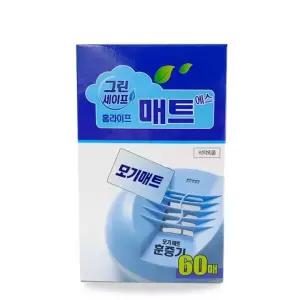 홈매트리필 60매 모기향 교체용 홈라이프 매트에스 그린세이프 홈매트
