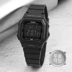 [카시오]무료각인 카시오 W-738H-1B 빈티지 사각 디지털 방수 올블랙 진동알람 남자 우레탄 시계 e16