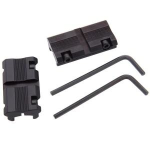 2피스 로우 프로파일 컨버터 11mm ~ 20mm / 스코프 링 마운트 어댑터 Dovetail Weaver Picatinny 레일 사냥
