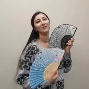 [하프클럽/]매화 무용 부채 검정색 전통 합죽선 한국 기념 선물용 부채