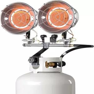 미스터 히터 MHS30T 더블 탱크탑 실외 프로판 F216600 30000 Btu 출력 듀얼 버너 디자인 조절 가능한 열