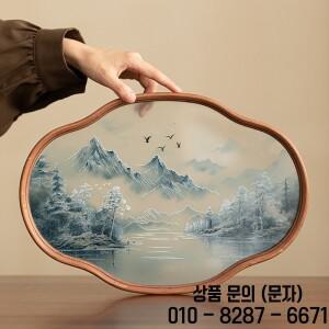 중국어 풍경 대나무 유리 차 트레이 가정용 세트 컵 워터