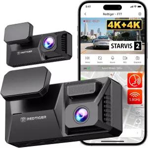 차량용 레드타이거 F77 4K+4K 듀얼 대시캠 2CH 스타비스 2 IMX678 128GB eMMC 음성 제어 5.8GHz WiFi 앱
